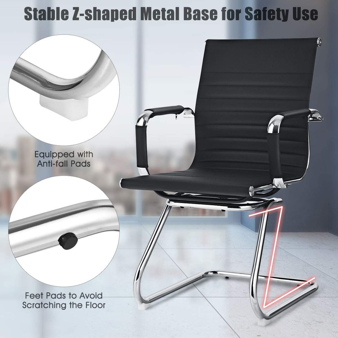 Giantex Conference Chair Set of 4 Heavy Duty PU Leather W/Protective Arm Sleeves