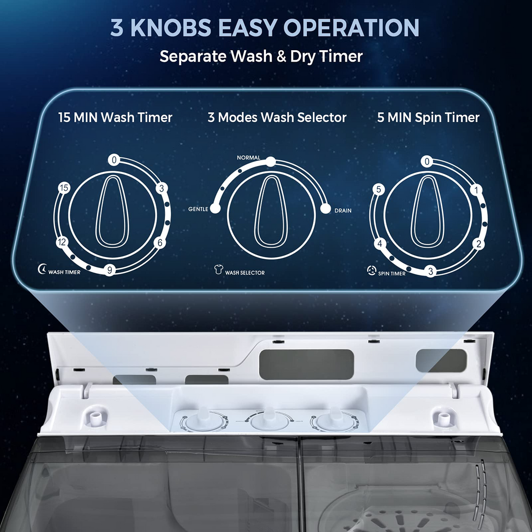 Compact Mini Laundry Washer for Apartment and Home (White &amp; Gray)