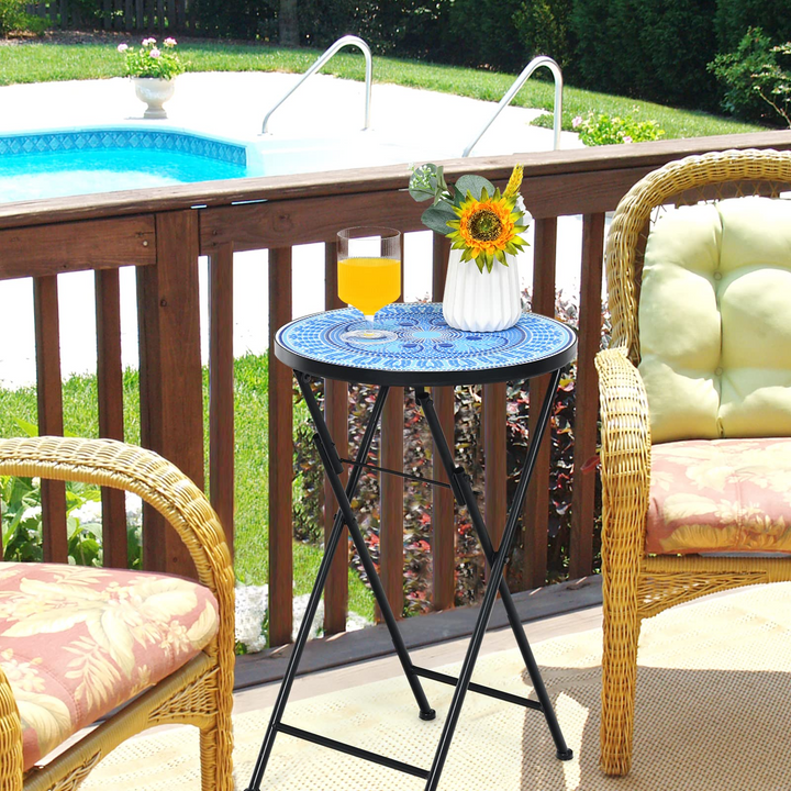 Giantex Folding Mosaic Patio Table, 14&
