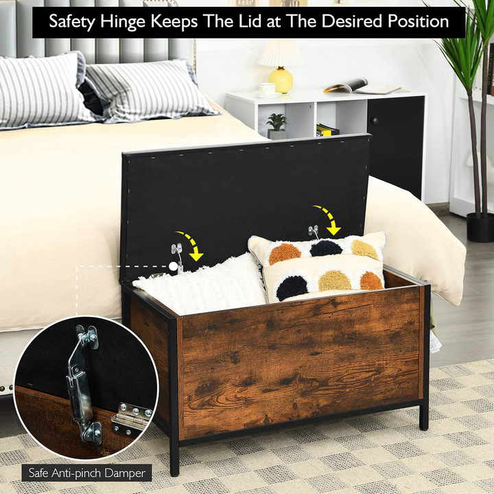Giantex Industrial Storage Bench, Flip Top Storage Ottoman, Toy Box Organizer