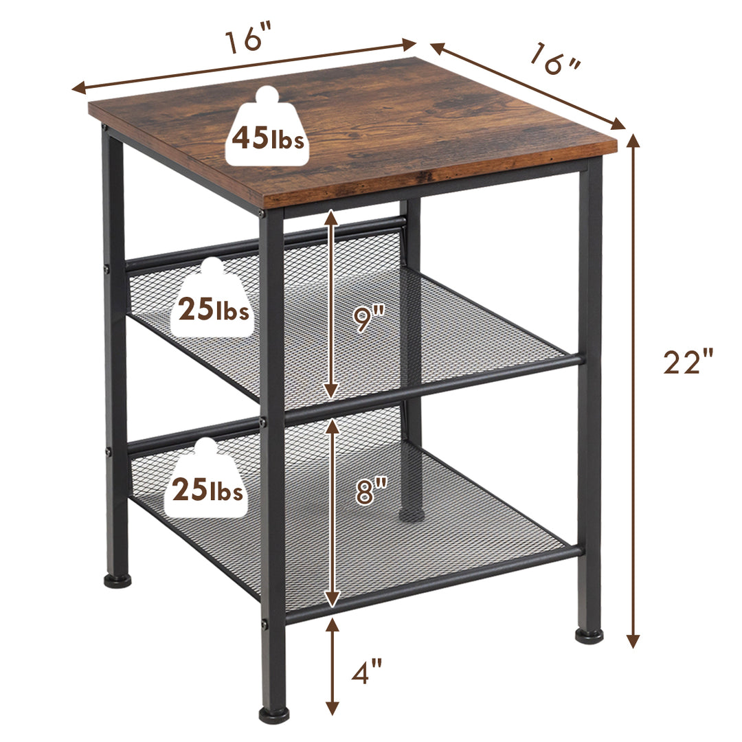 Giantex Stable Metal Frame Easy Assembly Accent Wood Look Printer Table Bedroom Nightstand(1,Black&amp;Rustic Brown)