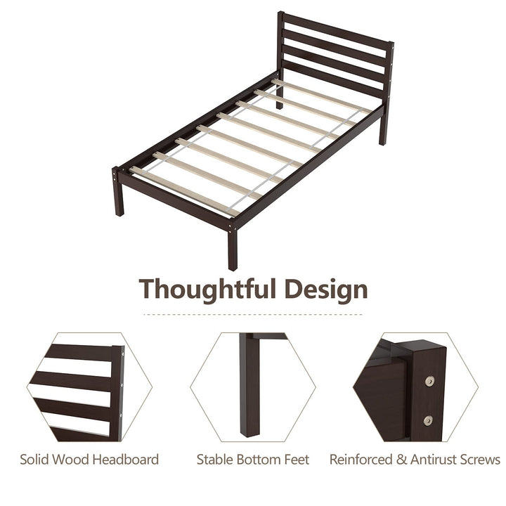 Giantex Twin Size Wood Slat Support, No Spring Needed, Bed Mattress Foundation, Espresso