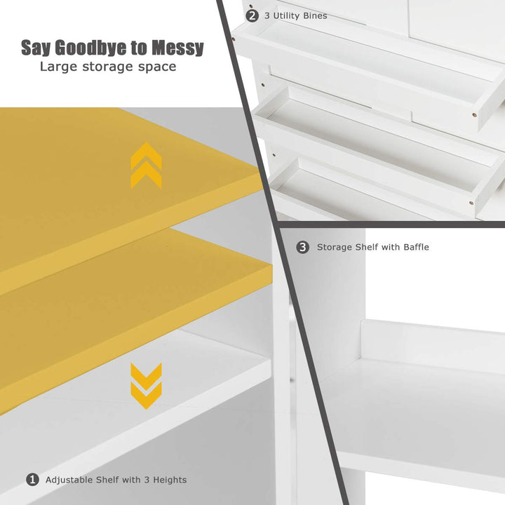Giantex Folding Sewing Cabinet with 3 Storage Bins