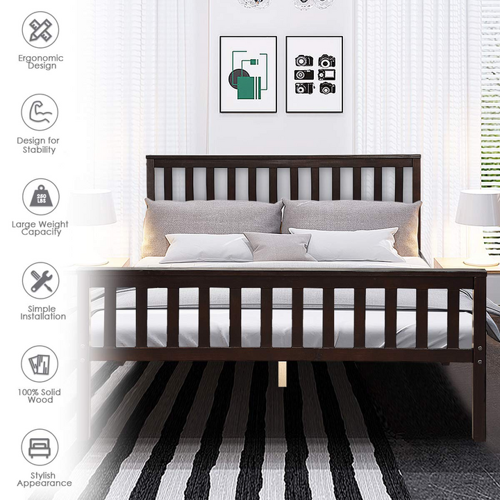 Giantex Queen Size Wood Slats Great Support with Six Legs, No Box Spring Needed, Antique Espresso