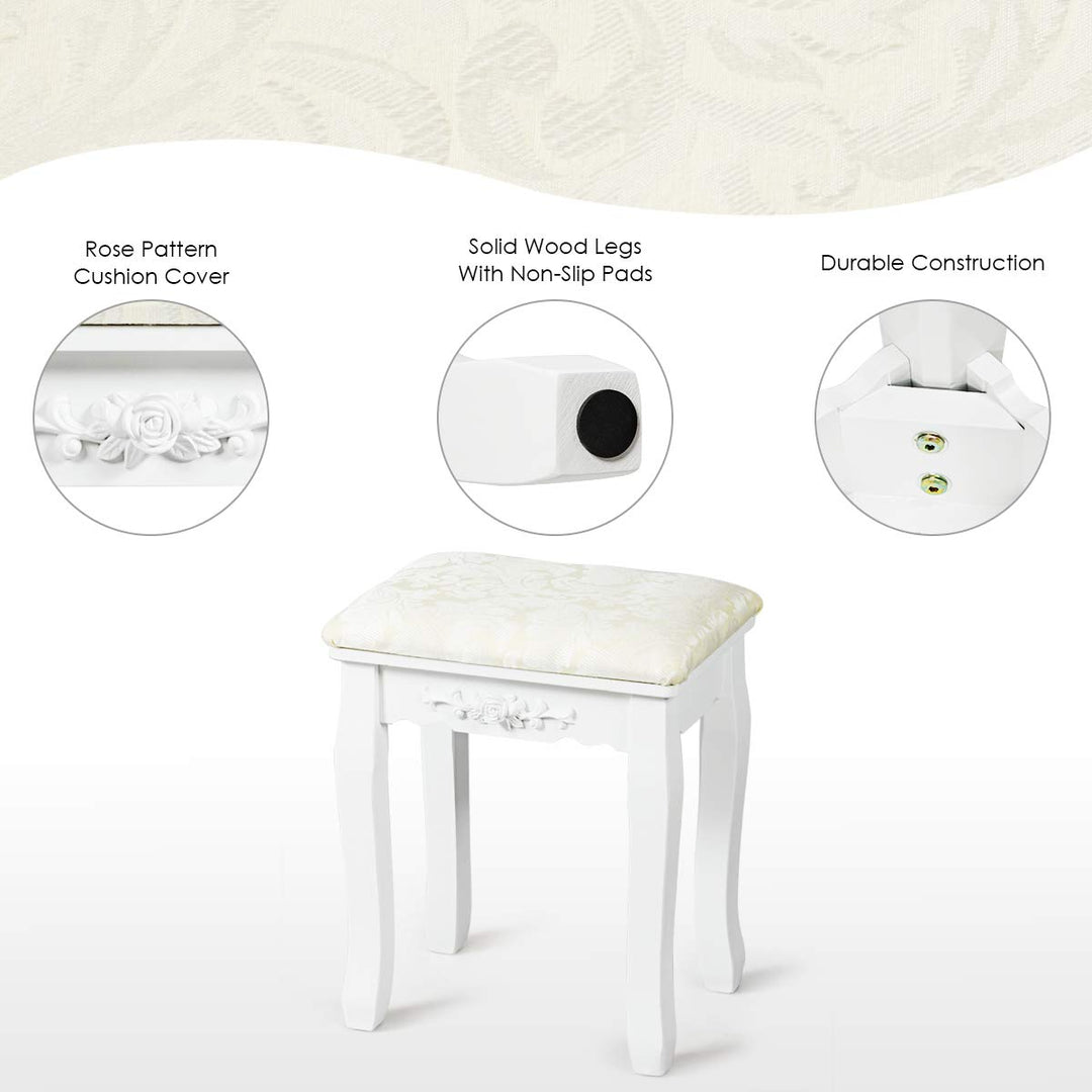 Giantex Vanity Stool Makeup Bench Dressing Stools Retro Wave Foot Floor Pad