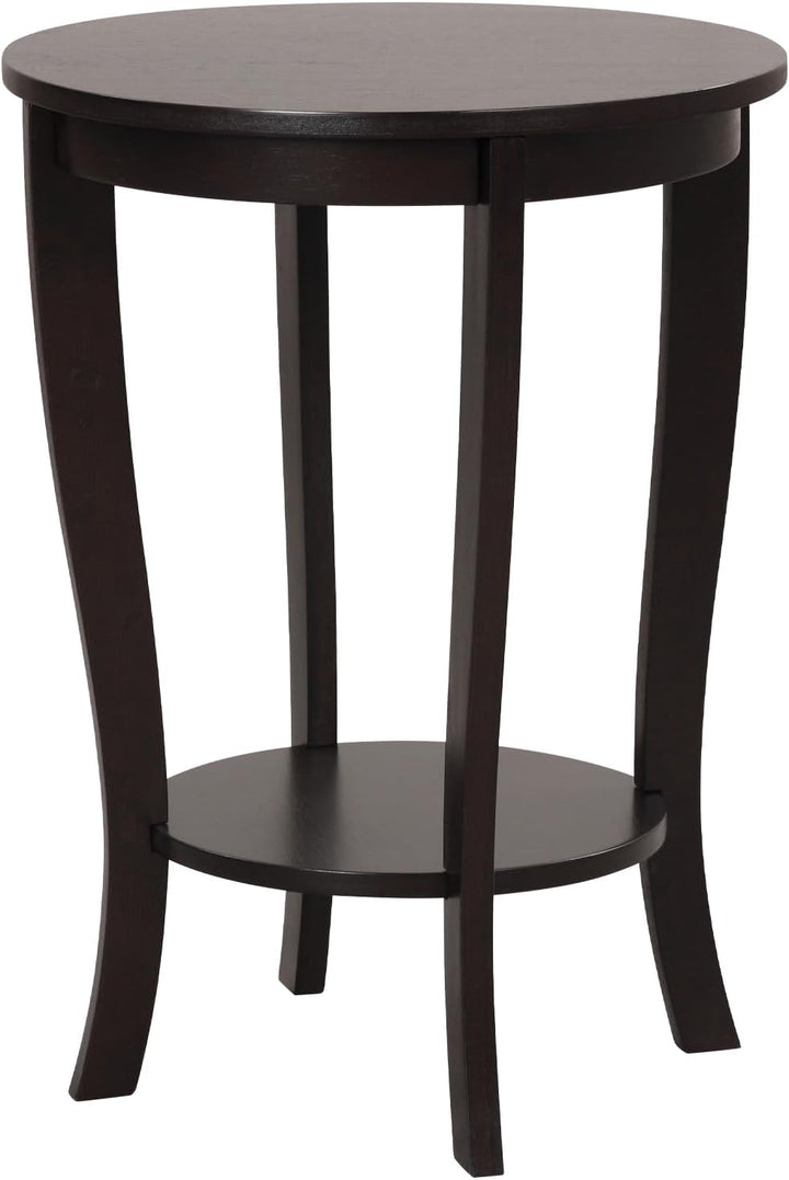 Giantex Round End Table with Storage Shelf Set of 2, Retro Nightstand with Solid Wood Legs, 24.5" Accent Table for Small Spaces