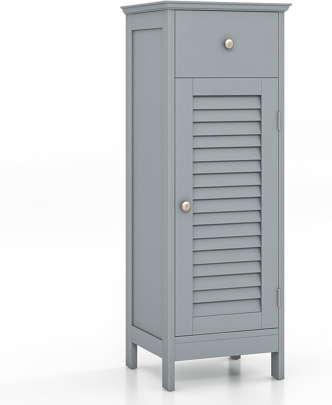Giantex Bathroom Floor Storage Cabinet - Freestanding Side Cabinet with 1 Door, 1 Drawer &amp; 3-Height Adjustable Shelf
