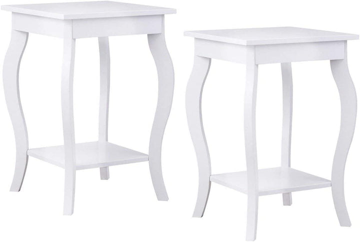 16" End Table W/Storage &amp; Shelf Curved Legs Home Furniture for Living Room