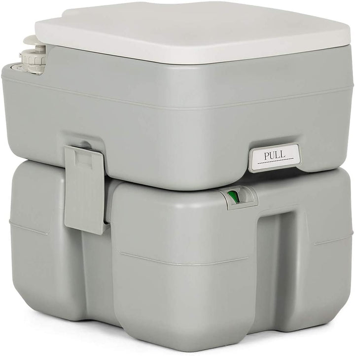 Portable RV Toilet 5.3 Gallon with Level Indicator &amp; 3-Piston Pump Flush