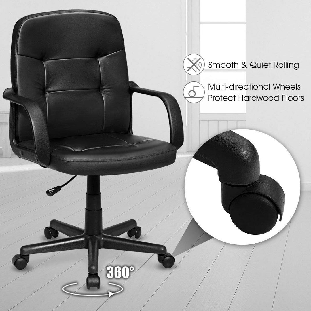 Executive Chair Mid Back Office W/Arms and Swivel Wheels