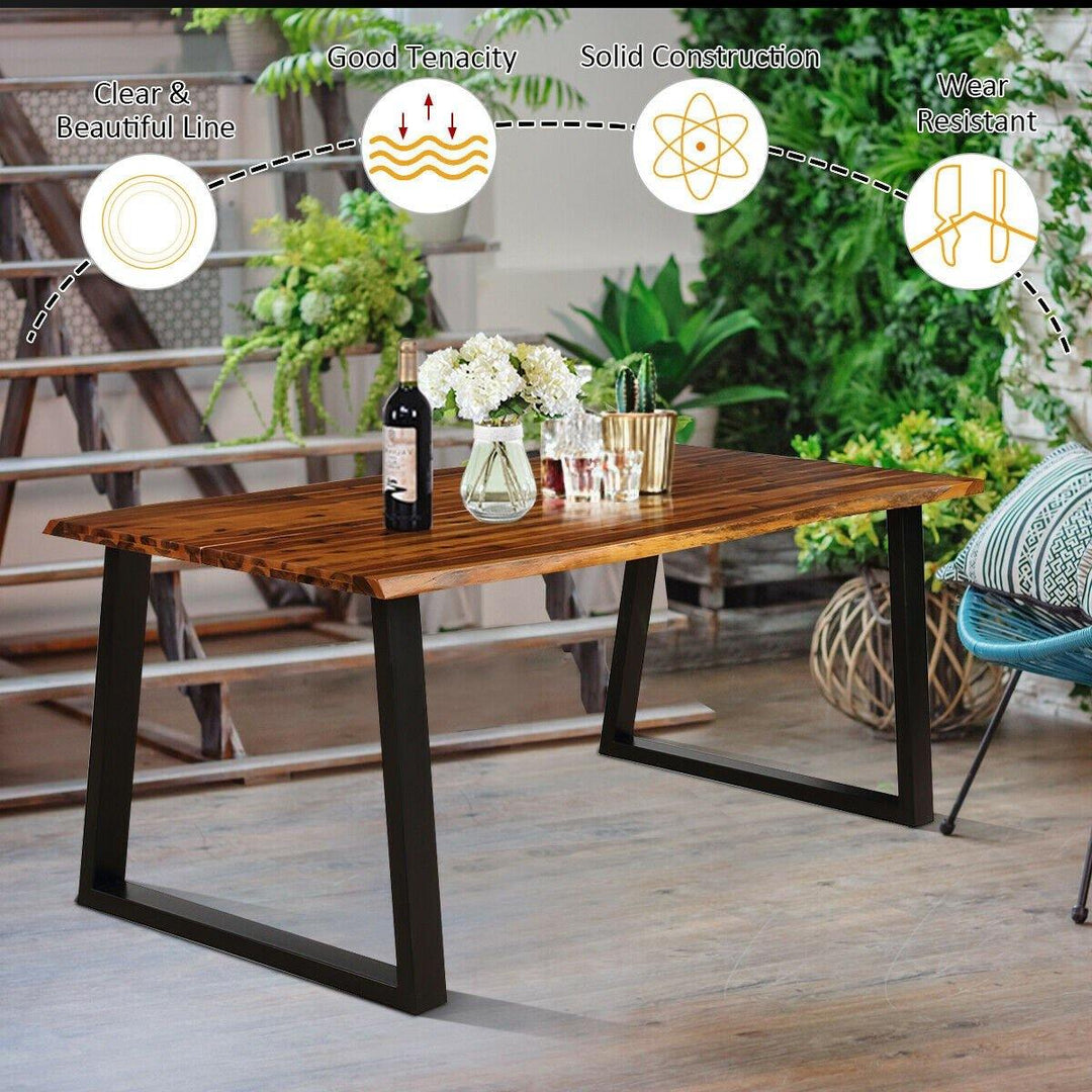 Rectangular Acacia Wood Dining Table Rustic Indoor &amp;Outdoor Furniture - Giantexus
