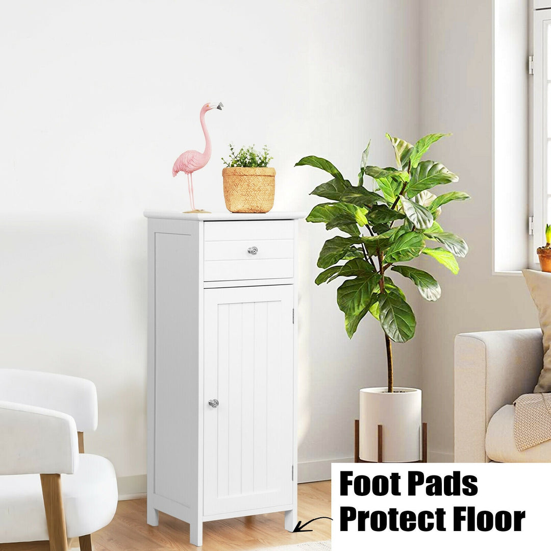 Bathroom Floor Storage Cabinet with Adjustable Shelf &amp; Large Drawer