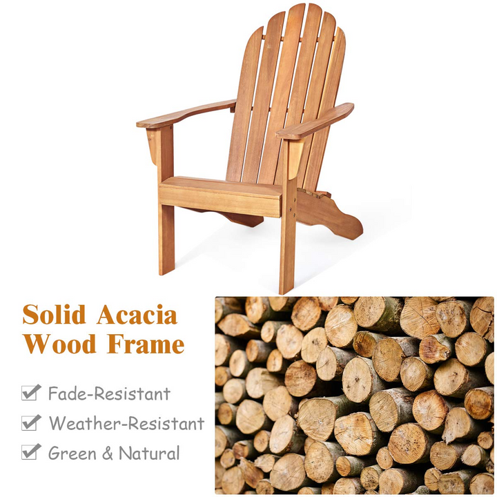 Giantex Adirondack Chairs and Table Set 3PCS Wooden W/Two Lounger Chairs and One Side Table for Yard, Patio, Garden, Poolside and Balcony