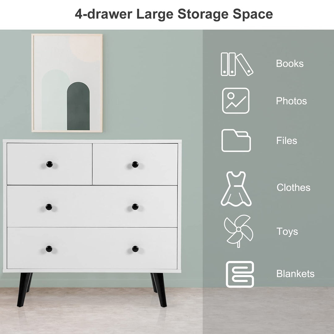 Giantex 4 Drawer Chest Dresser w/Spacious Drawers &amp; Metal Handles