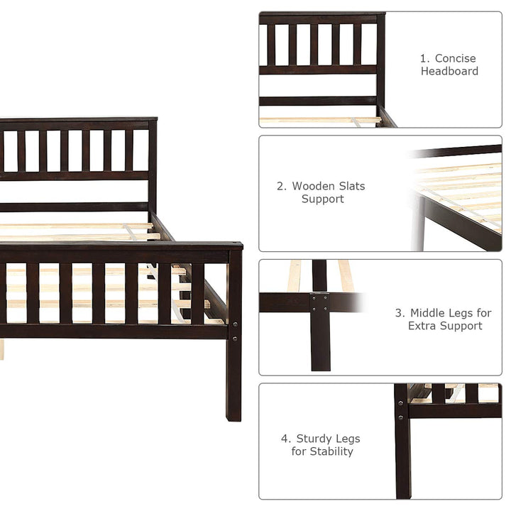 Giantex Queen Size Wood Slats Great Support with Six Legs, No Box Spring Needed, Antique Espresso