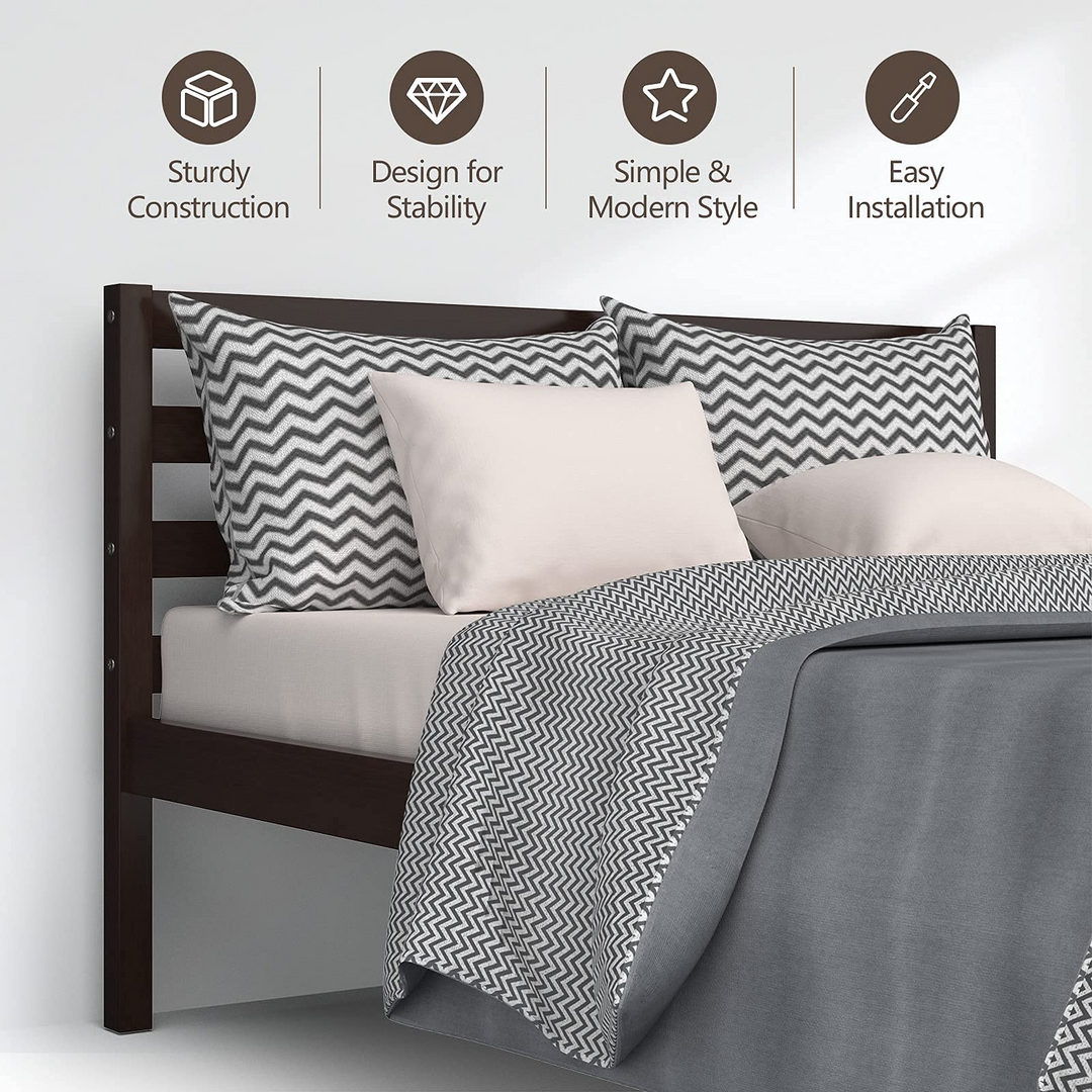 Giantex Twin Size Wood Slat Support, No Spring Needed, Bed Mattress Foundation, Espresso