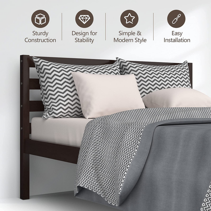 Giantex Twin Size Wood Slat Support, No Spring Needed, Bed Mattress Foundation, Espresso