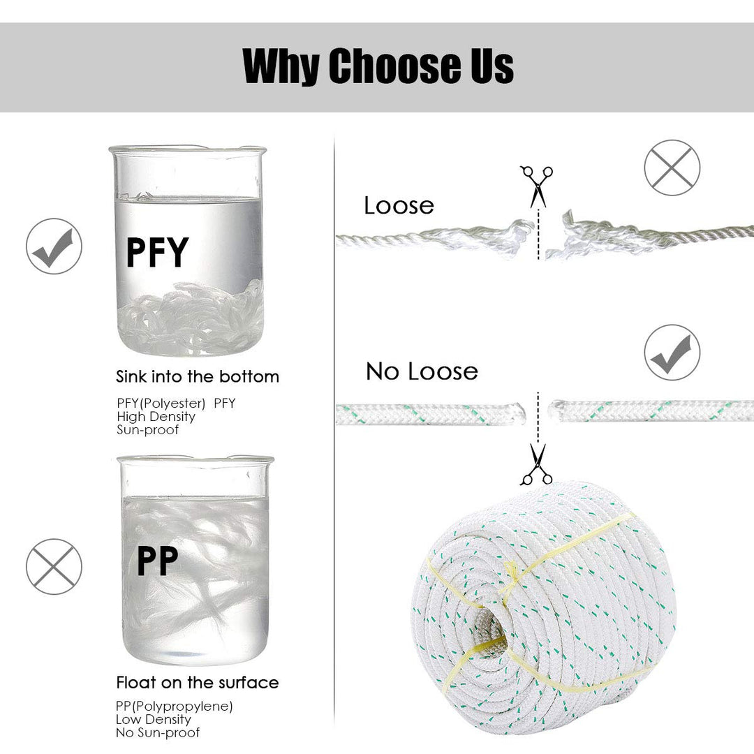 Giantex 3/7" Durable Braid Polyester Rope, White
