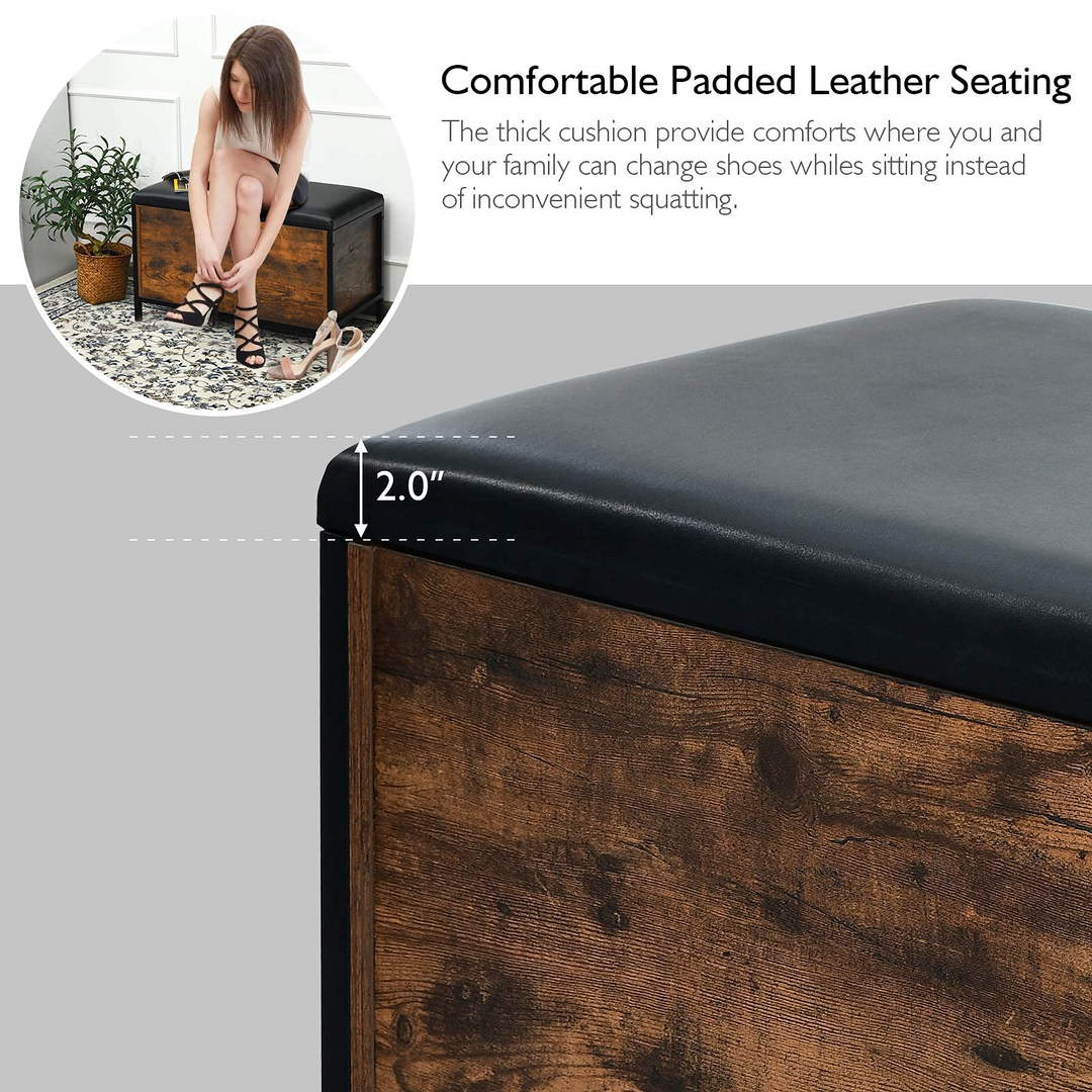 Giantex Industrial Storage Bench, Flip Top Storage Ottoman, Toy Box Organizer