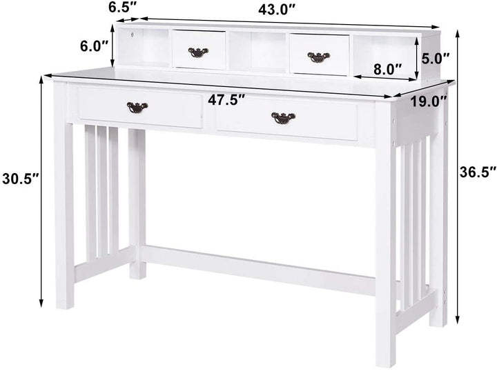 Writing Desk with 4 Drawer Computer Study Table