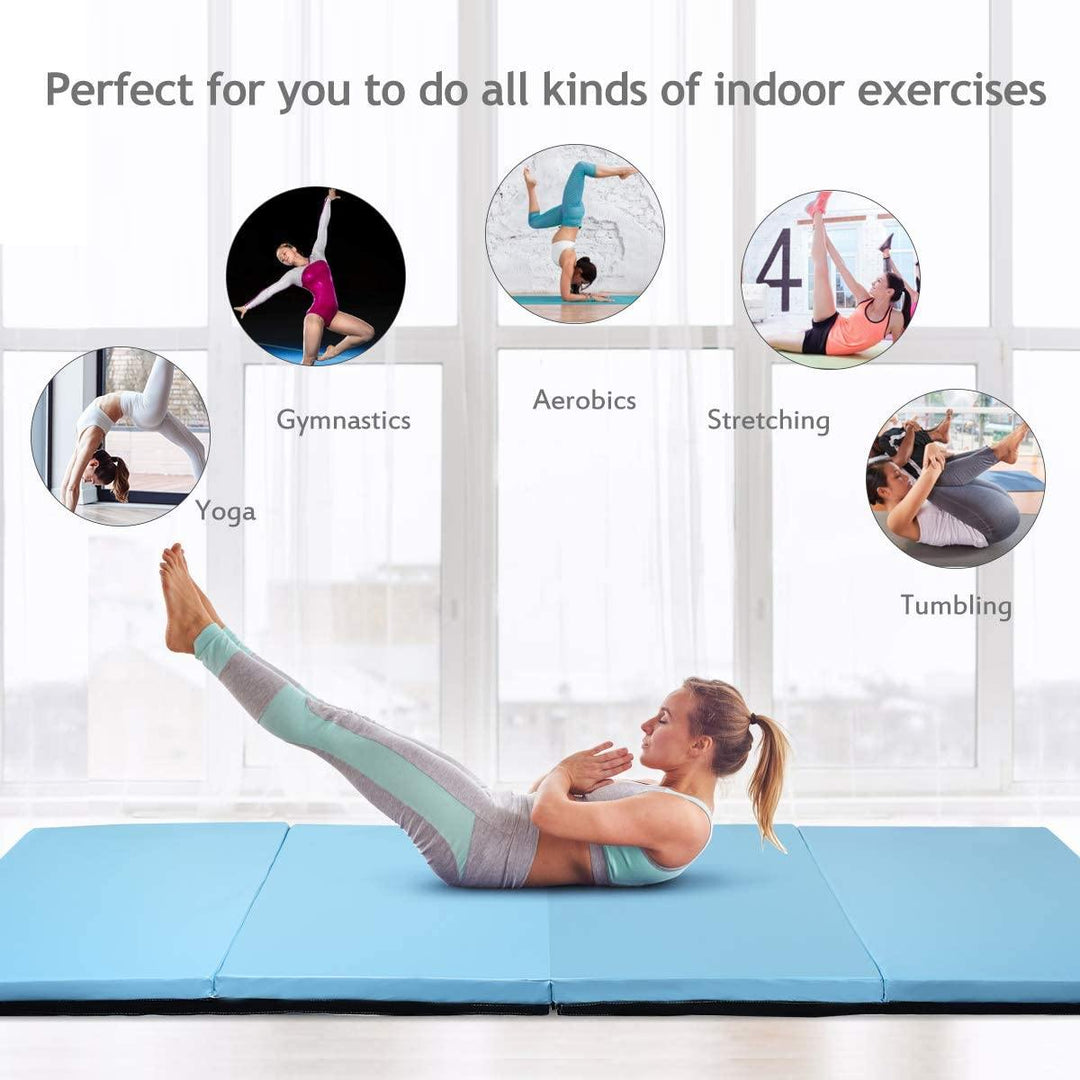Gymnastics Mat, Anti-Tear Folding Gymnastics Exercise Mats Carrying Handles - Giantexus