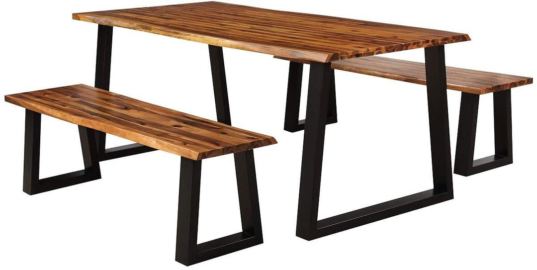 3PCS Wooden Dining Set Bench Chair Rustic Indoor &amp;Outdoor Furniture - Giantexus