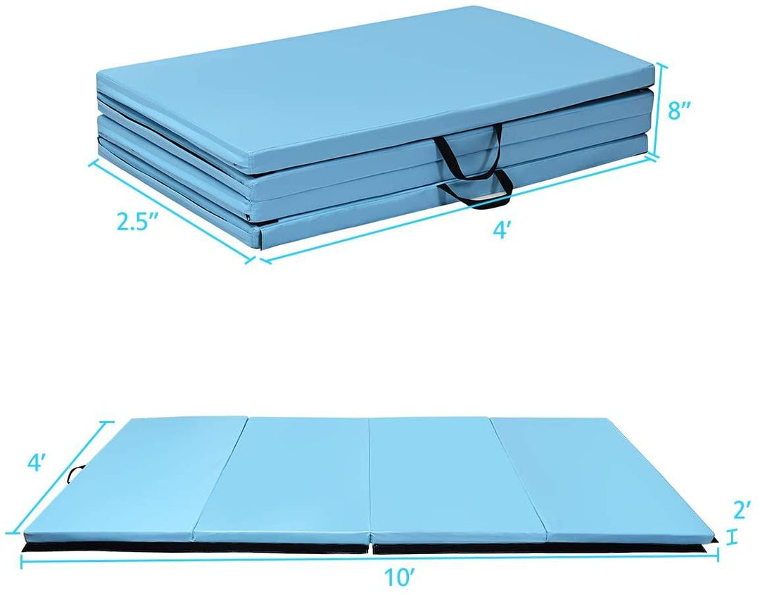 Gymnastics Mat, Anti-Tear Folding Gymnastics Exercise Mats Carrying Handles - Giantexus