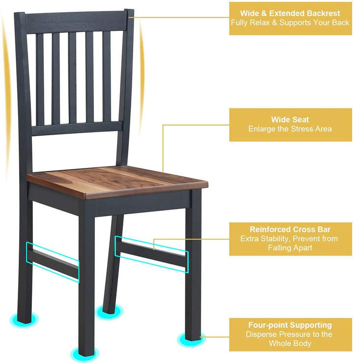 Giantex 5 Piece Dining Set with 4 Chairs,Dining Kitchen Table Set for 4 Person (Walnut &amp; Black)