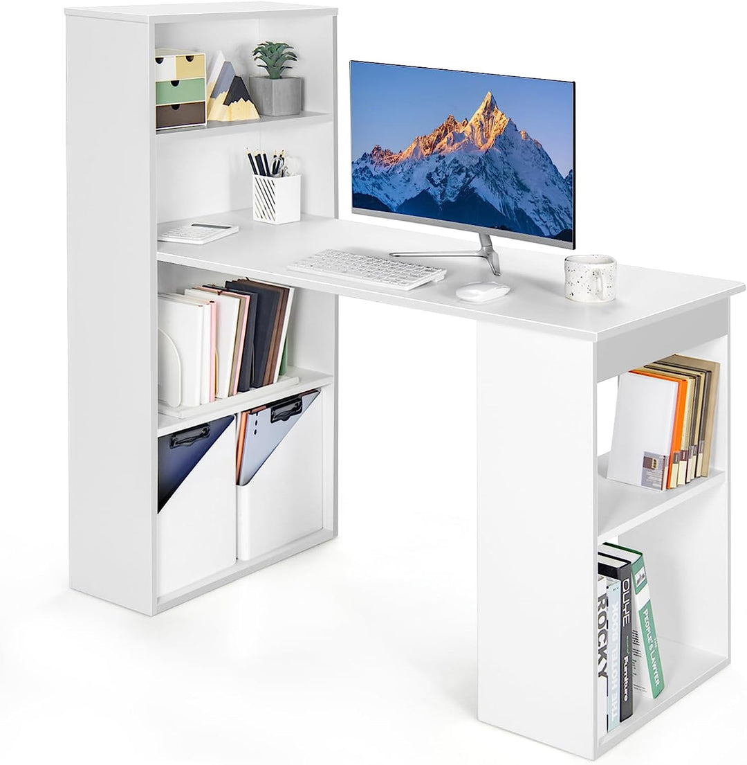 Giantex 48 Inch Computer Desk with Bookshelf, 3-in-1 Home Office Desk with 4-Tier Bookcase &amp; CPU Stand