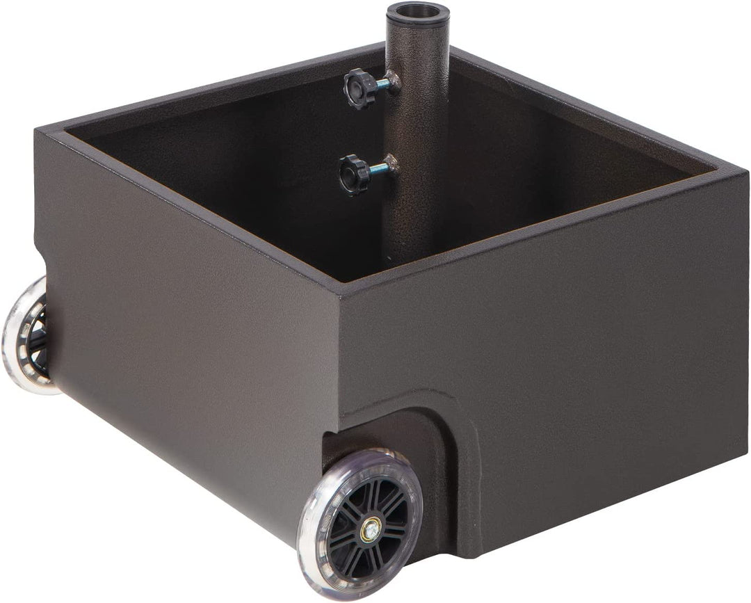 Giantex 150lbs Filled Umbrella Base with Wheels, Heavy Duty Umbrella Stand with Fillable Planter, Drainage Holes, Fit for 1.6&
