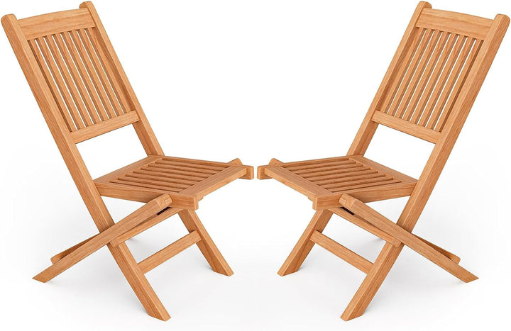Giantex Patio Folding Chairs, Solid Teak Wood Outdoor Chairs with Slatted Seat &amp; Back