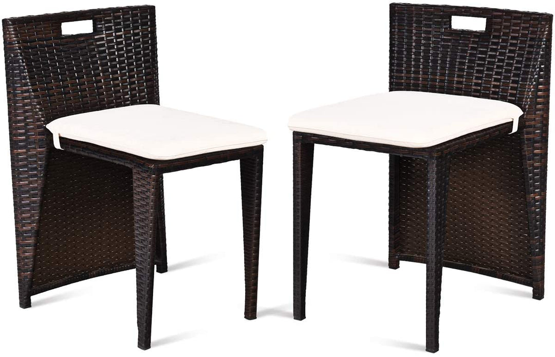 Giantex 3 PCS Cushioned Outdoor Wicker Patio Set Convention Bistro Set Garden Lawn Sofa Furniture (Light Brown)