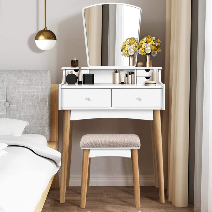 CHARMAID | Makeup Vanity Set with 6 Drawers, White - Giantexus