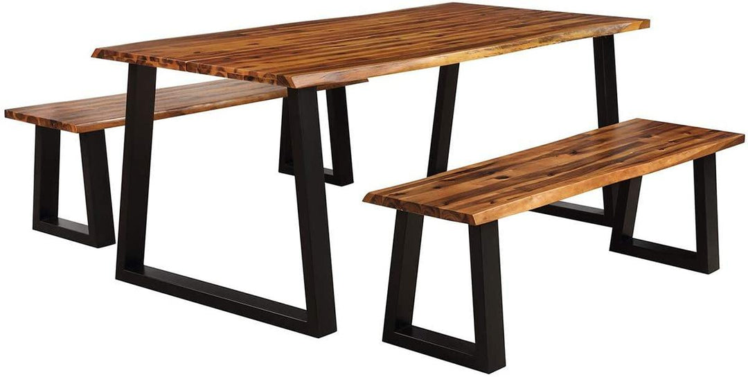 3PCS Wooden Dining Set Bench Chair Rustic Indoor &amp;Outdoor Furniture - Giantexus