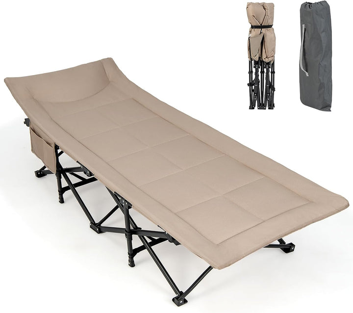 Giantex Folding Camping Cot for Adults - Sleeping Cot Bed with Carry Bag, Cushion &amp; Headrest, 10 Foots