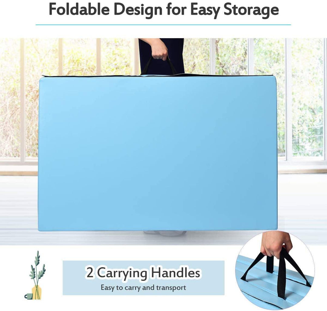 Gymnastics Mat, Anti-Tear Folding Gymnastics Exercise Mats Carrying Handles - Giantexus