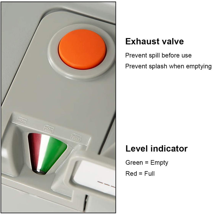 Portable RV Toilet 5.3 Gallon with Level Indicator &amp; 3-Piston Pump Flush