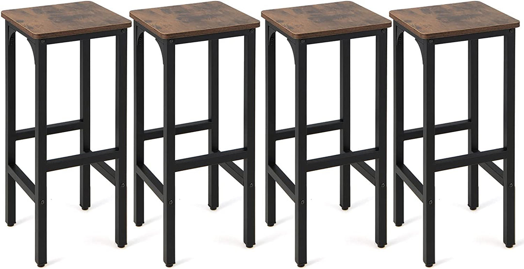 Giantex 28" Counter Height Bar Stools Set of 2, Metal Frame Bar Chairs with Adjustable Foot Pads, Brown