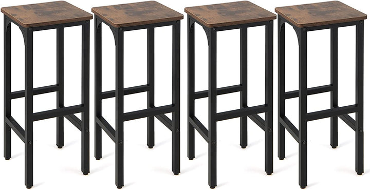 Giantex 28" Counter Height Bar Stools Set of 2, Metal Frame Bar Chairs with Adjustable Foot Pads, Brown