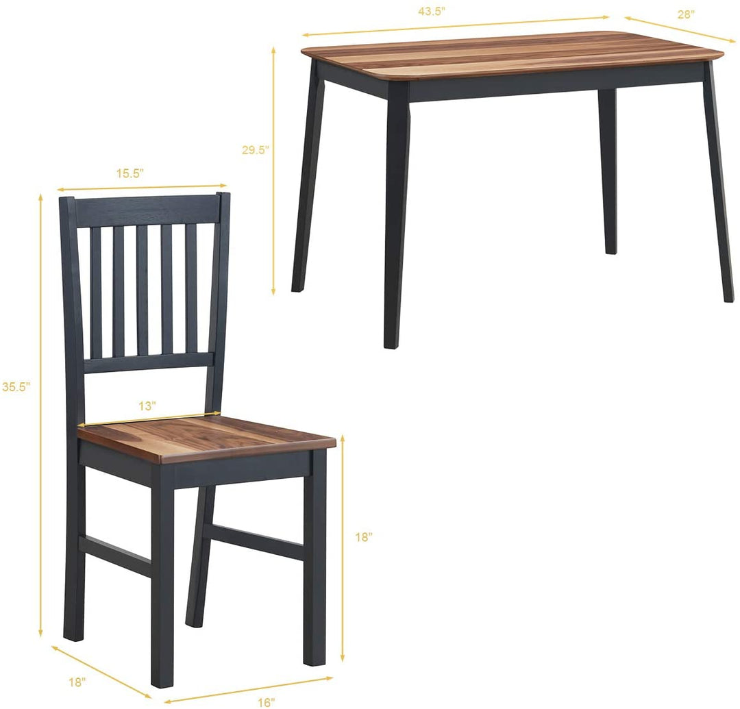 Giantex 5 Piece Dining Set with 4 Chairs,Dining Kitchen Table Set for 4 Person (Walnut &amp; Black)