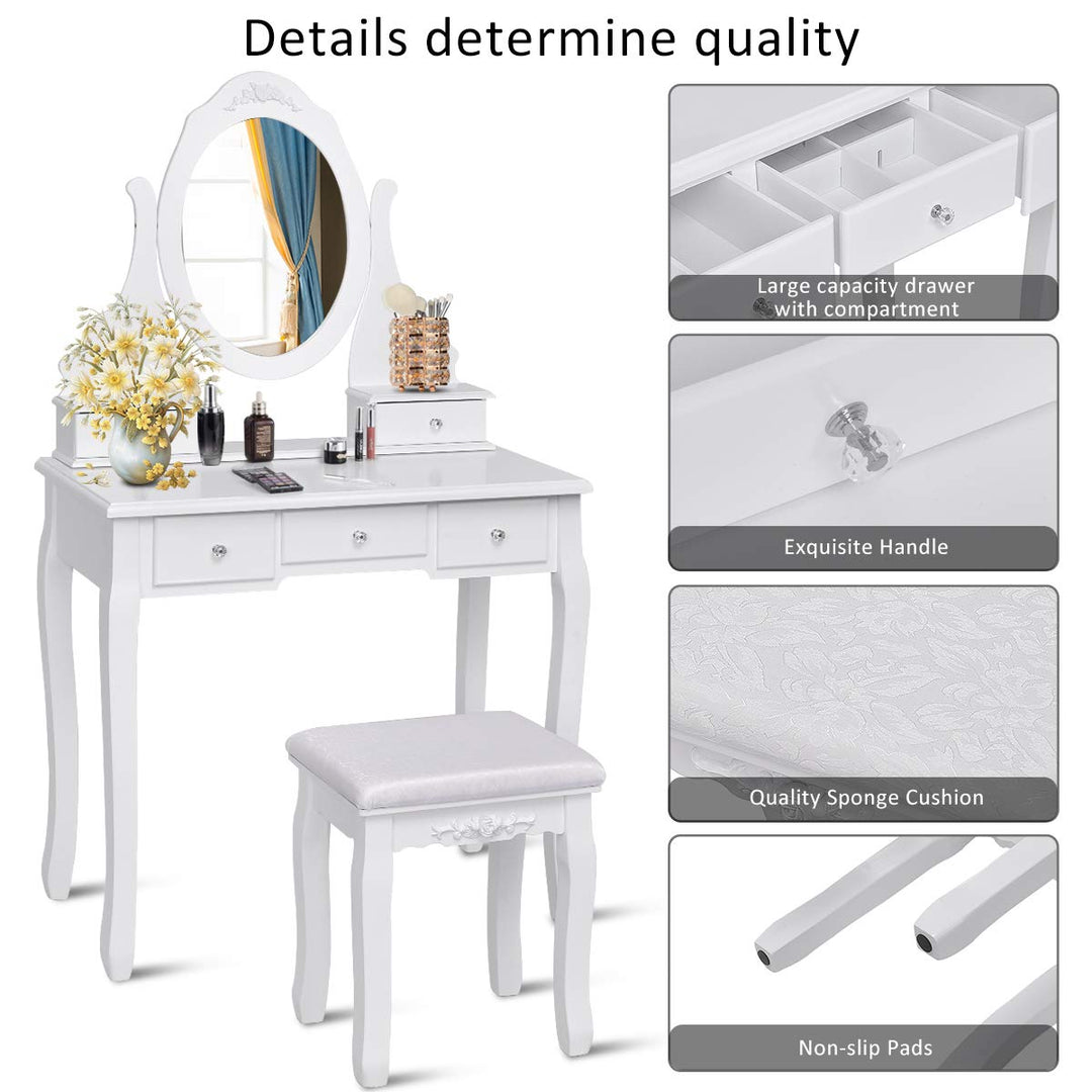 Giantex Makeup Dressing Table Large Storage with 5 Drawers