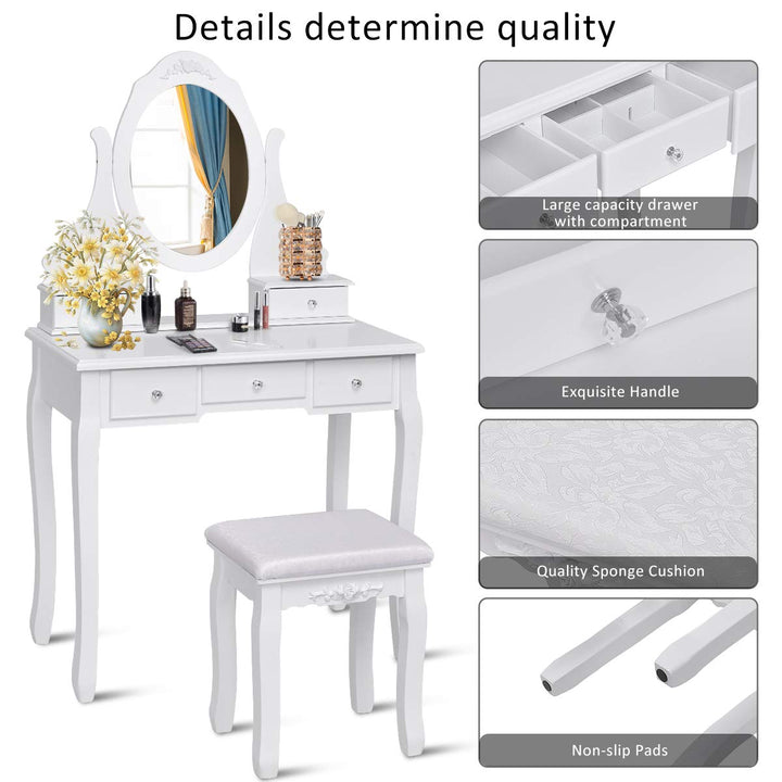 Giantex Makeup Dressing Table Large Storage with 5 Drawers