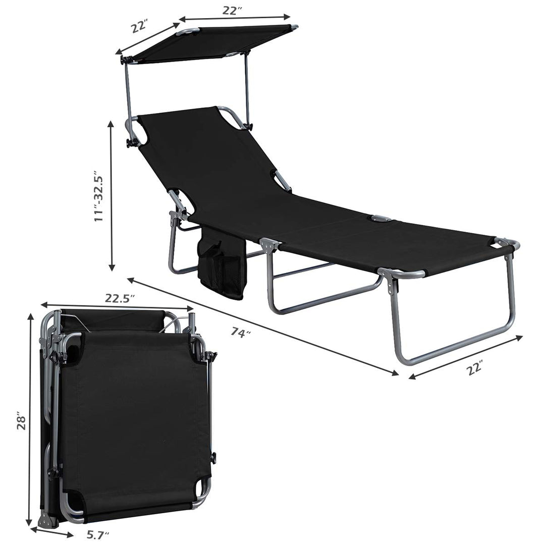 Giantex Lounge Chaise Chair Position and Shade Adjustable W/Canopy and Storage Pocket