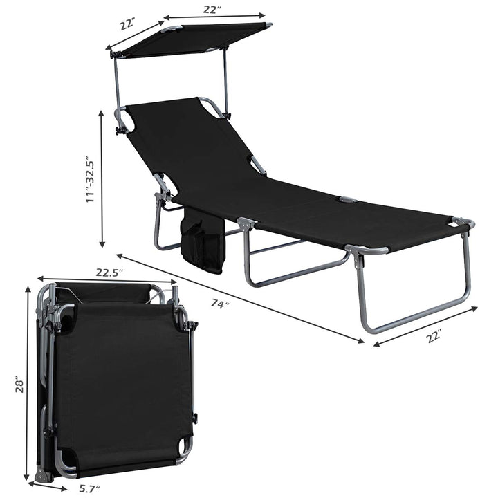 Giantex Lounge Chaise Chair Position and Shade Adjustable W/Canopy and Storage Pocket