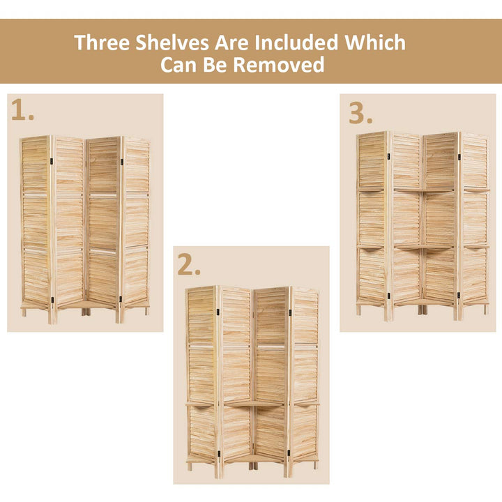 Giantex 4 Panel 5.6 Ft Tall Wood Room Divider