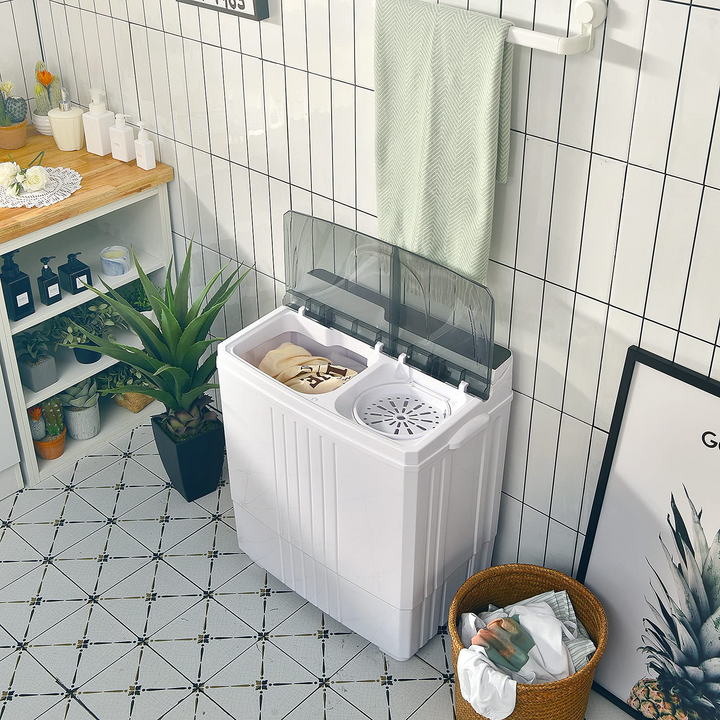 Compact Mini Laundry Washer for Apartment and Home (White &amp; Gray)