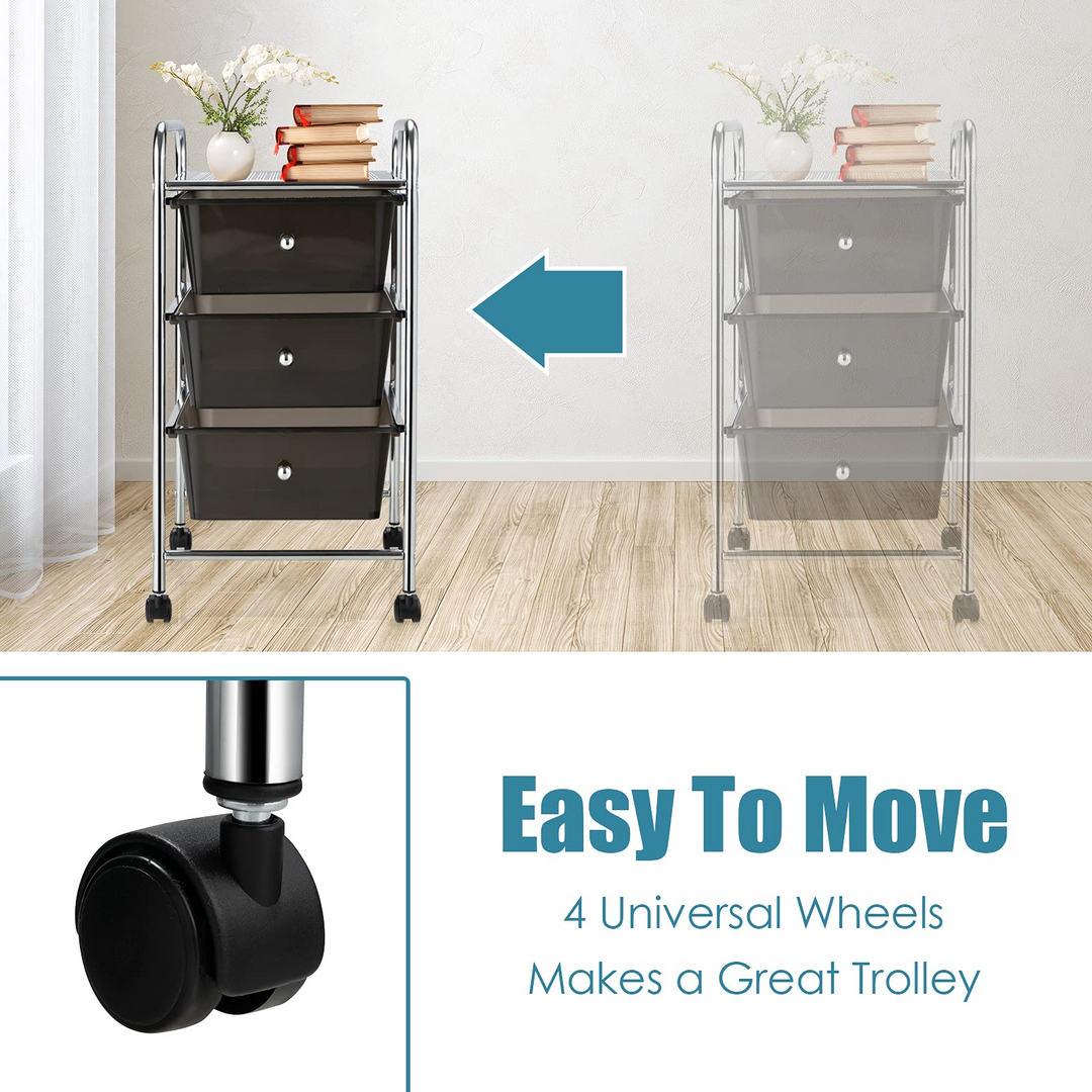 Giantex Rolling Cart with Drawers, Craft Organizer with Wheels, 3 Drawer Storage Container Bins