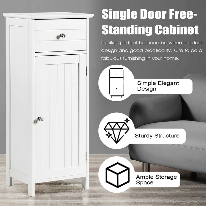 Bathroom Floor Storage Cabinet with Adjustable Shelf &amp; Large Drawer