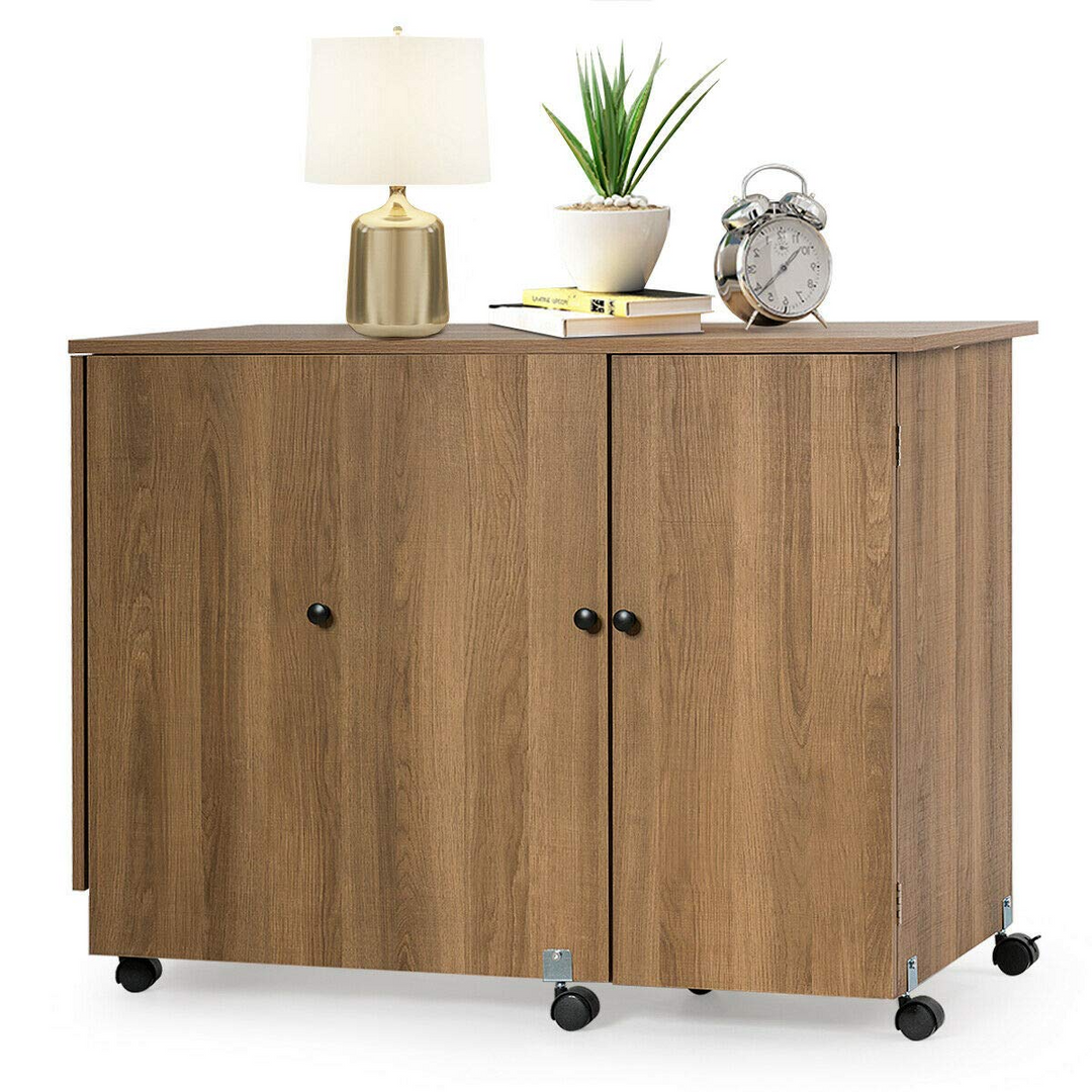 Giantex Folding Sewing Cabinet with 3 Storage Bins
