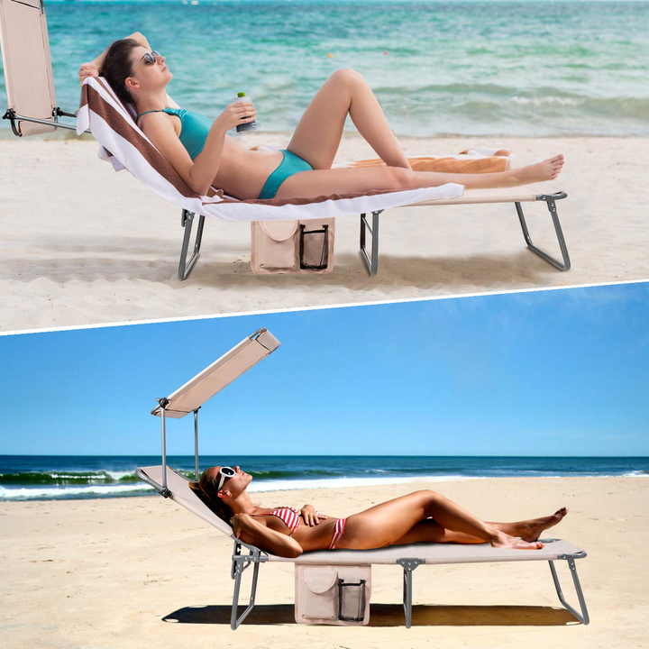 Giantex Lounge Chaise Chair Position and Shade Adjustable W/Canopy and Storage Pocket